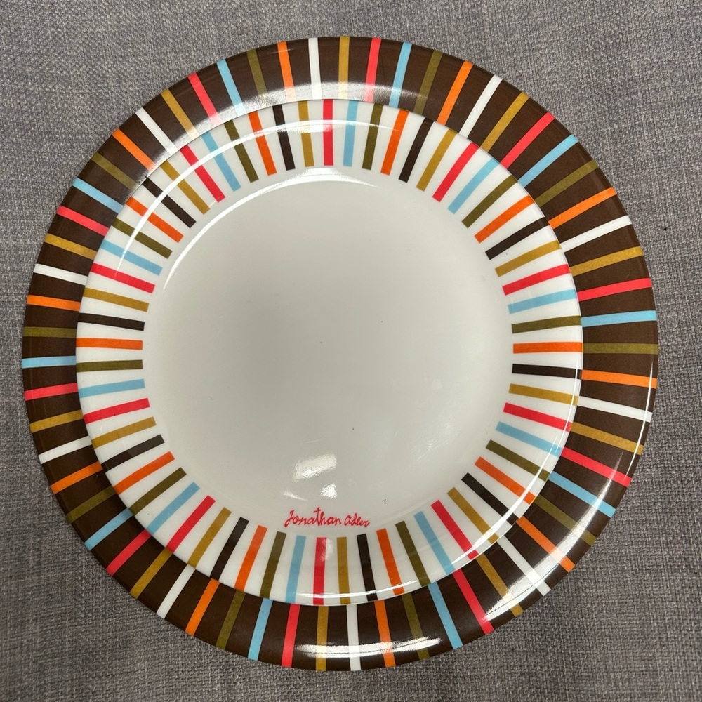 Vtg JONATHAN ADLER “Happy Chic” Melamine (6) Salad (6) Dinner Plates #0110253